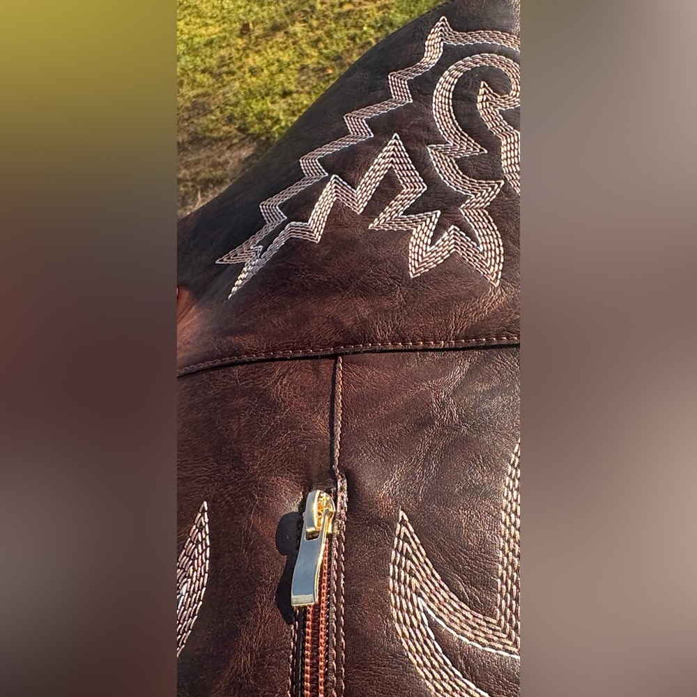 NEW Beautiful chocolate marbled brown over the knee boutique cowgirl boots 😍 - Picture 5 of 9